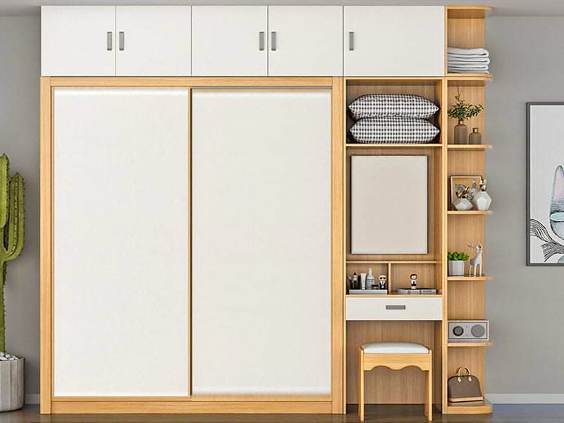 Mẫu tủ quần áo liền bàn trang điểm TCN46