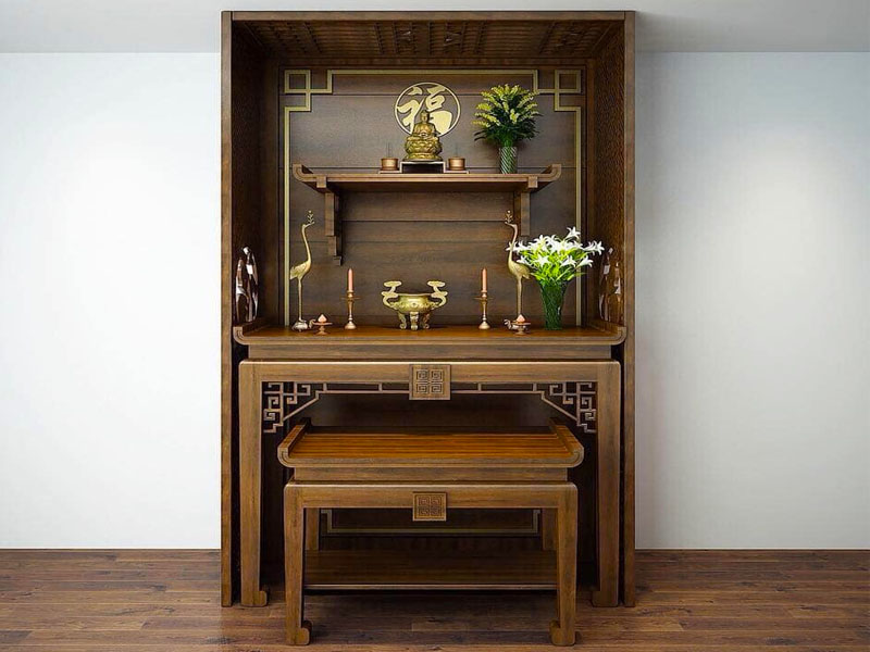 Bàn thờ phật chung với gia tiên TP0019