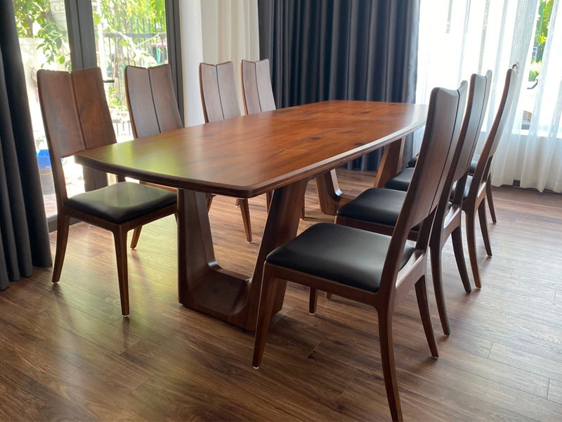 Bộ bàn ăn gỗ óc chó hiện đại B0011