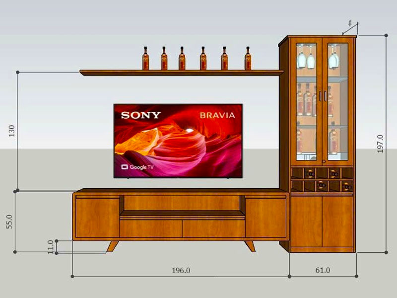Kệ tivi kết hợp tủ rượu KCN0021
