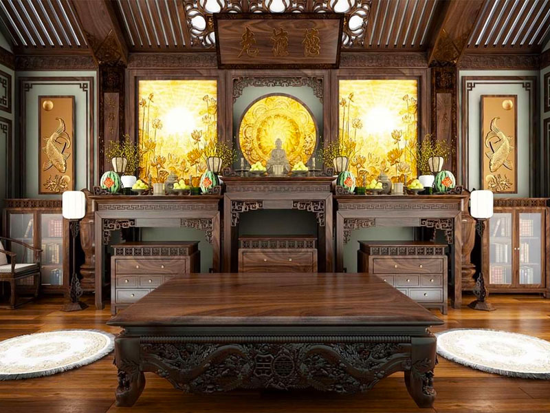 Mẫu bàn thờ phật tại gia đẹp TP0014