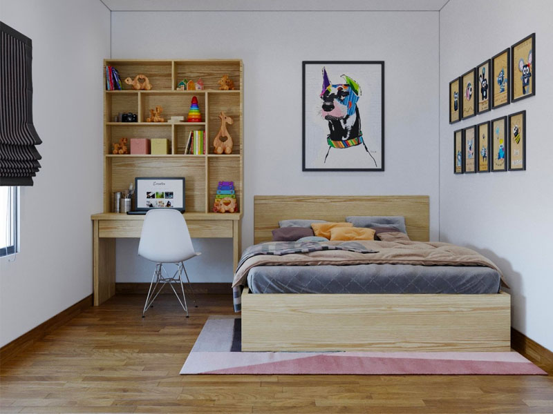 Mẫu giường gỗ công nghiệp đơn giản GCN28