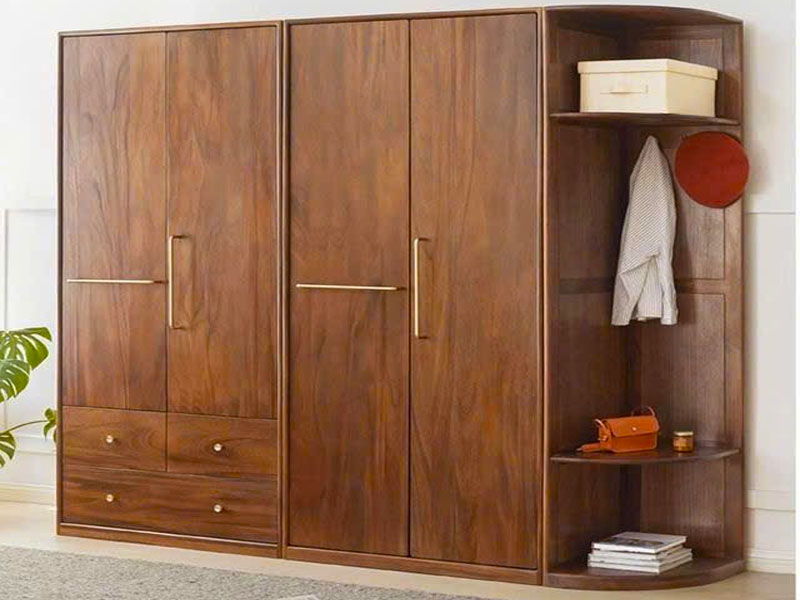Mẫu tủ quần áo gỗ tự nhiên 4 cánh TA0022