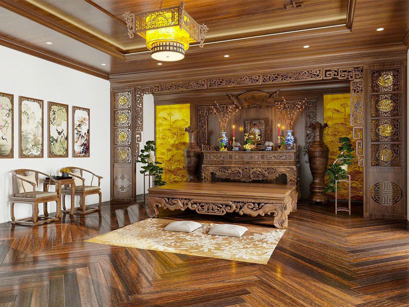 Mẫu vách ngăn bàn thờ đẹp VN009