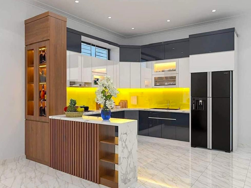 Tủ bếp gỗ công nghiệp an cường TB0016