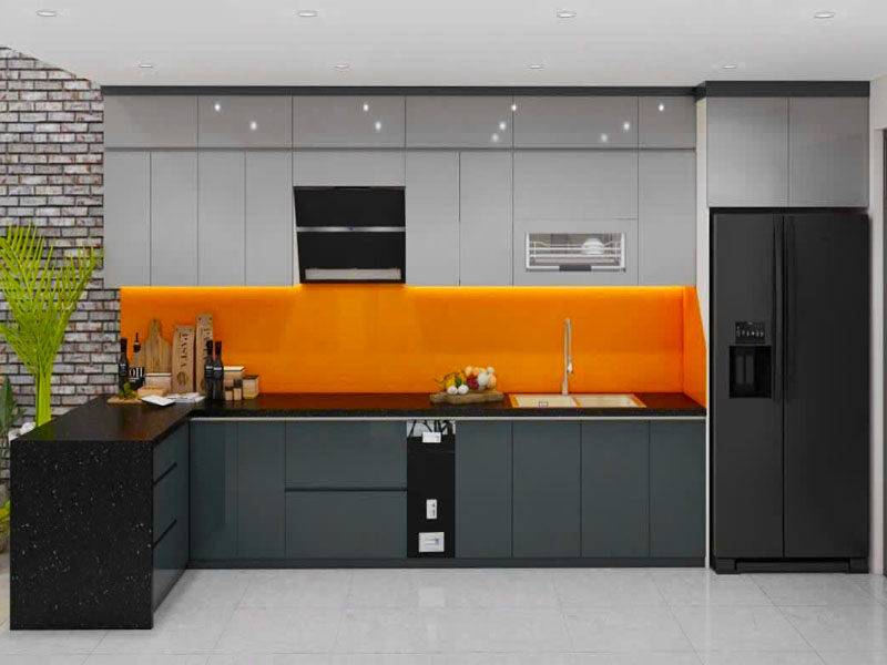 Tủ bếp gỗ công nghiệp phủ acrylic TB0028