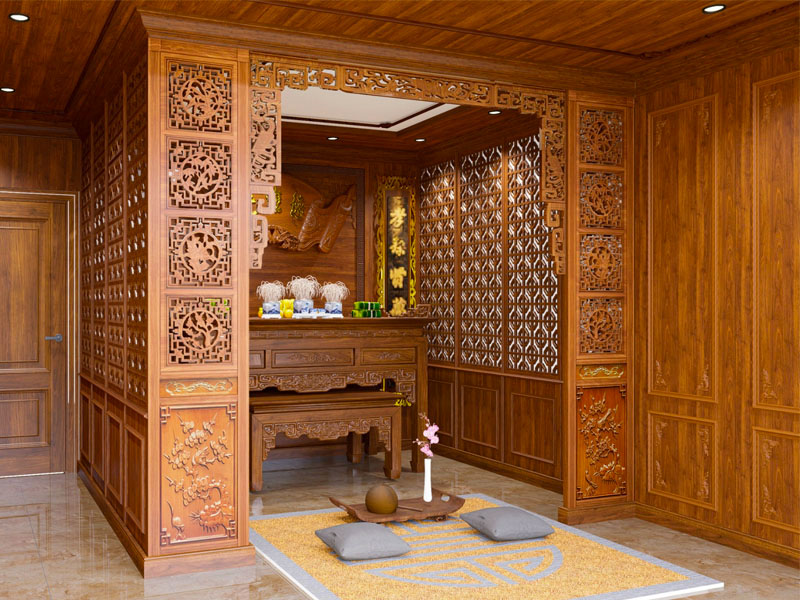 Vách ngăn bàn thờ bằng gỗ VN0012
