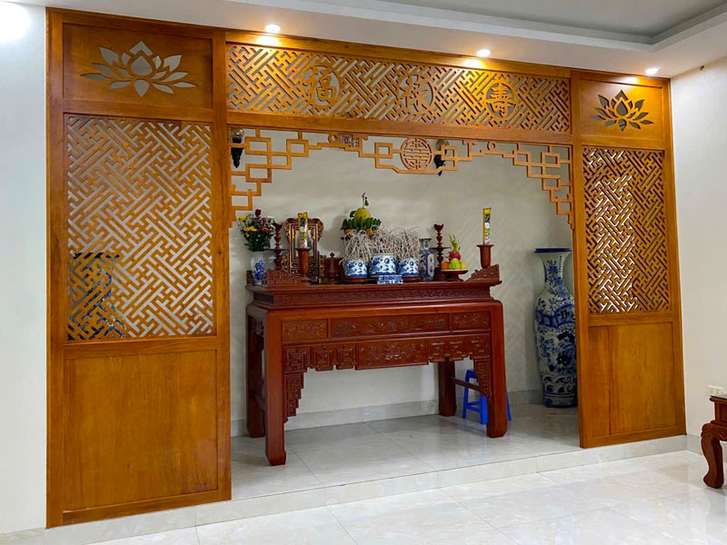 Vách ngăn bàn thờ phòng khách VN0036